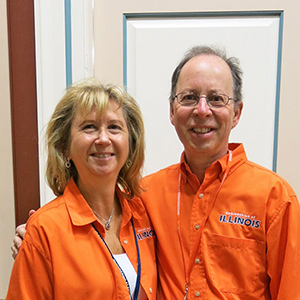 Debra and Ira Cohen sport their Illini orange.