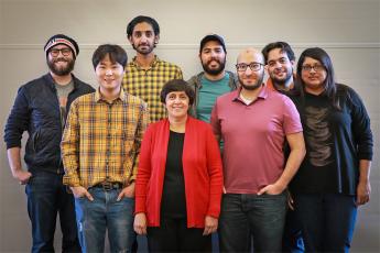 Members of Sarita Adve's research group. Back row, from left: Wes Darvin, Muhammad Huzaifa, Gio Salvador, Adel Ejjeh. Front row, from left: Weon Taek Na, Sarita Adve, Abdulrahman Mahmoud, Radha Venkatagiri