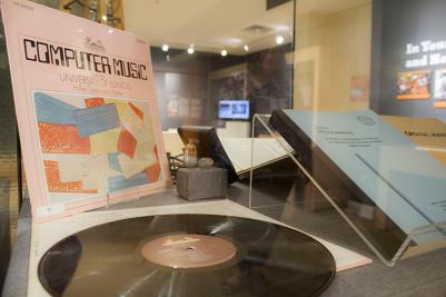 â€œComputer Music from the University of Illinois,â€ an album of the â€œIlliac Suite,â€ the first piece of music composed by an electronic computer. It is part of â€œKnowledge at Work: The University of Illinois at 150â€ at the Spurlock Museum.