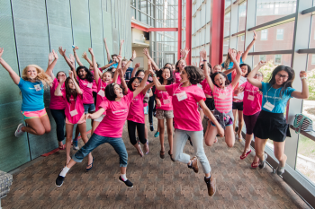 The week-long Gems Computer Science Camp for Girls is designed to dazzle and delight middle and high school students by exposing them to the broad field of computing and its applications.  Photo Credit: Priten Vora.