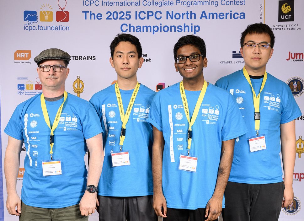 Team Ippatsu. L to R: CS professor and coach Mattox Beckman, Yuuki Sawanoi, Dilhan Sagdo and Zhikun Wang