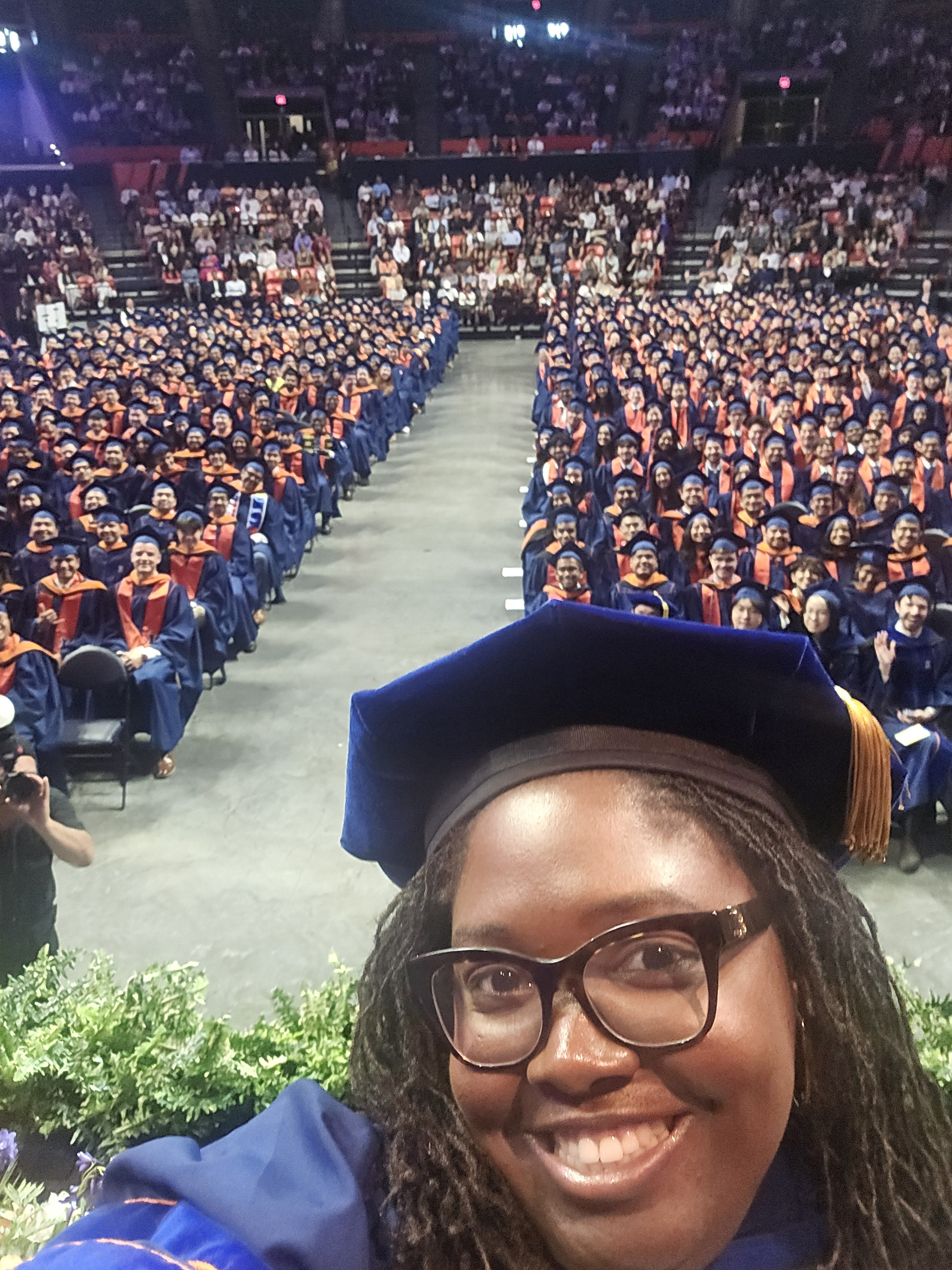 Margie Ruffin, the school's student speaker, stands before 650 graduates.