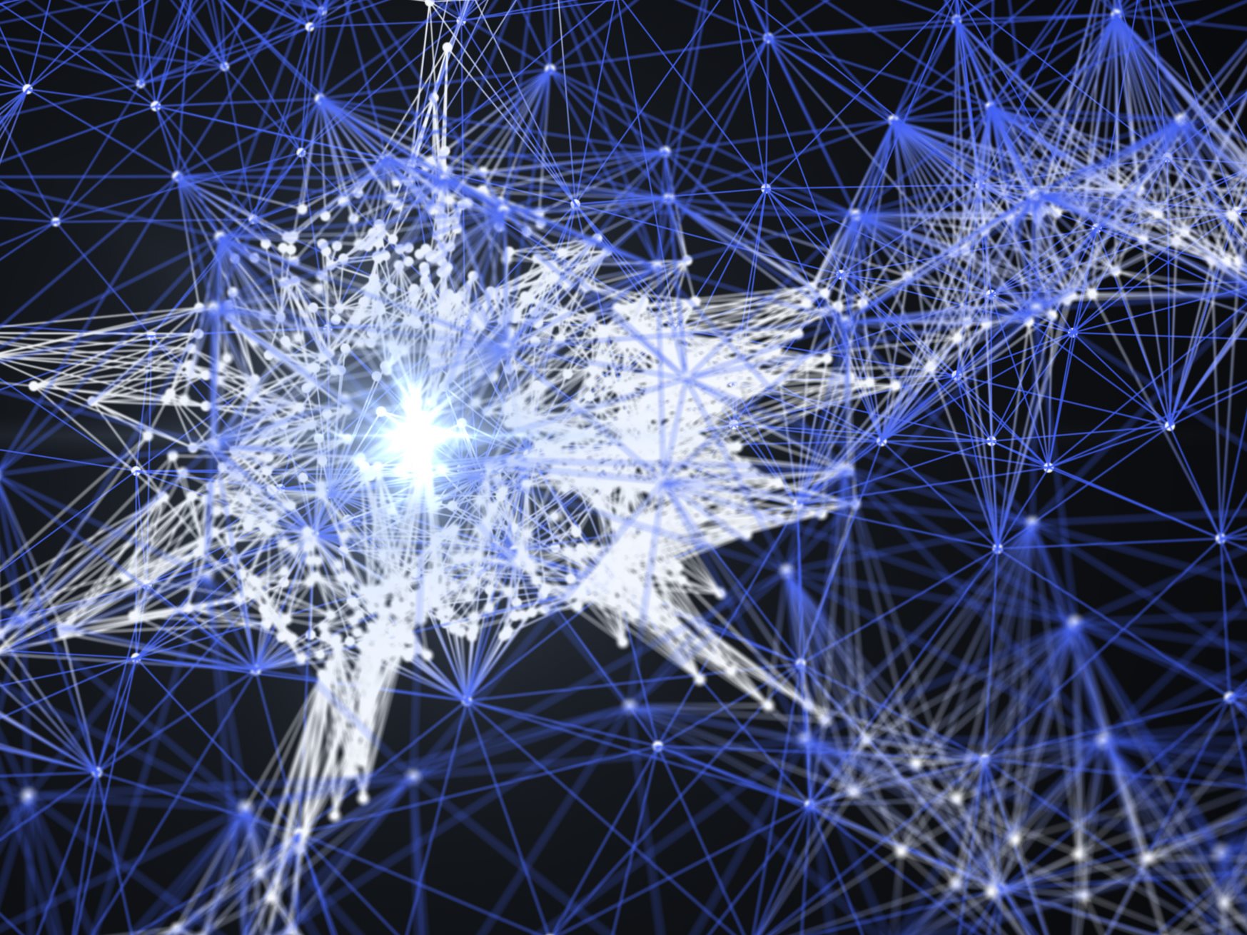 Abstract 3D wireframe neural cells and neural network.