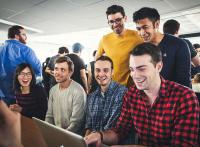 Students collaborating on a project at Fullstack Academy.