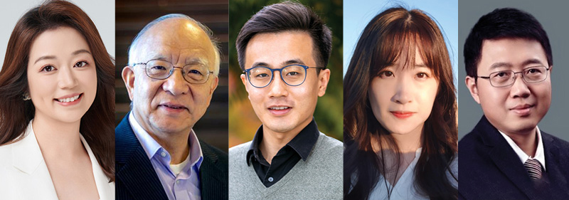 (l to r) CS professors Heng Ji, Jiawei Han, Hao Peng, Ge Liu, and Tong Zhang