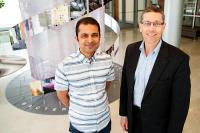 Carl R. Woese Institute for Genomic Biology faculty members CS Professor Saurabh Sinha (left); Gene Robinson, a professor of entomology and IGB director; and an international consortium of 52 scientists used comparative genomics to discover that the evolution of bee society is associated with increases in the complexity of gene regulation. Photo by L. Brian Stauffer.