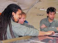 Preparing for takeoff and the experiment at the laptop.