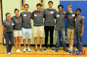 The entire hackathon team L-R Hannah Rudin, Amy Kim, Alex Sands, Sebastian Lerner, Mayank Jain, Ani Chandra, Peter Andringa and Jeevan Karamsetty.