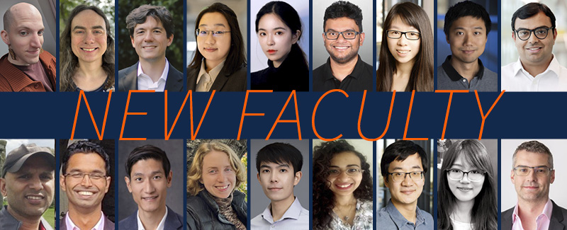 Orange text New Faculty with 18 headshots