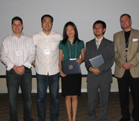 Jon Russel and Stephen Yi from Jump present scholarship awards to the 2010 Jump Trading Scholars Hyun Duk Cho and Jing Zou