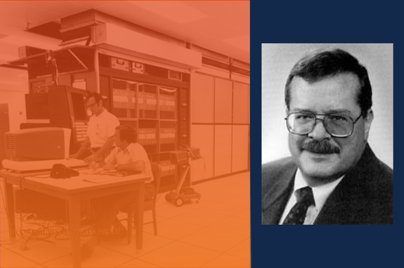 Men working on a computer (left) and Duncan Lawrie