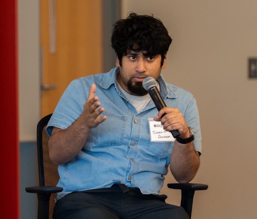 Swastik Roy speaks on one of the 2025 AICE fall symposium panels.
