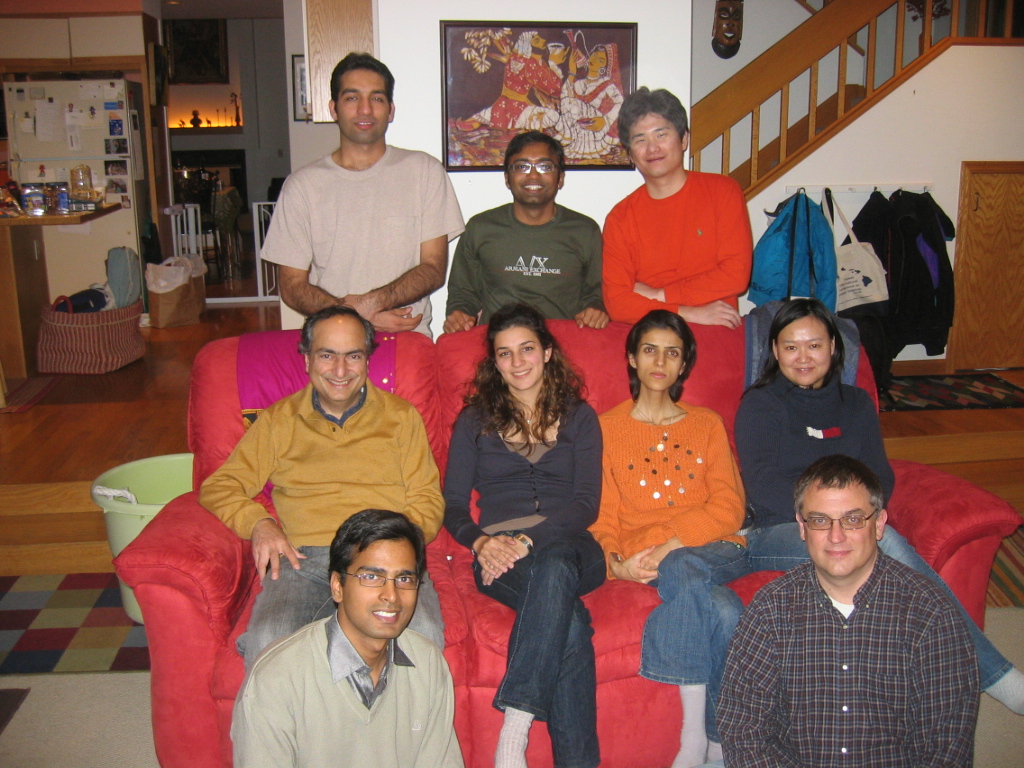 Gul Agha with his graduate students at the Operating Systems Laboratory party (2008)