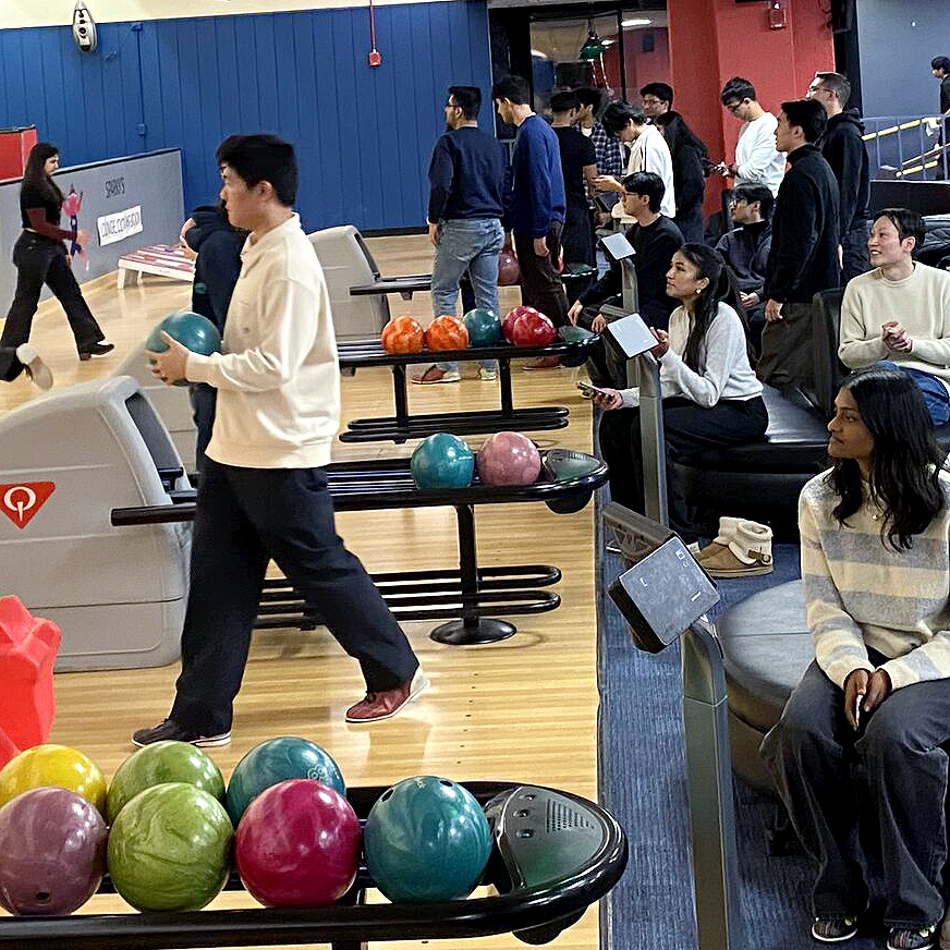 People in a bowling alley