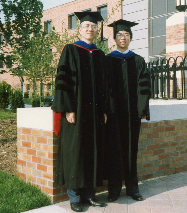 Dave Liu and his PhD graduate Jason Cong in 1990. 