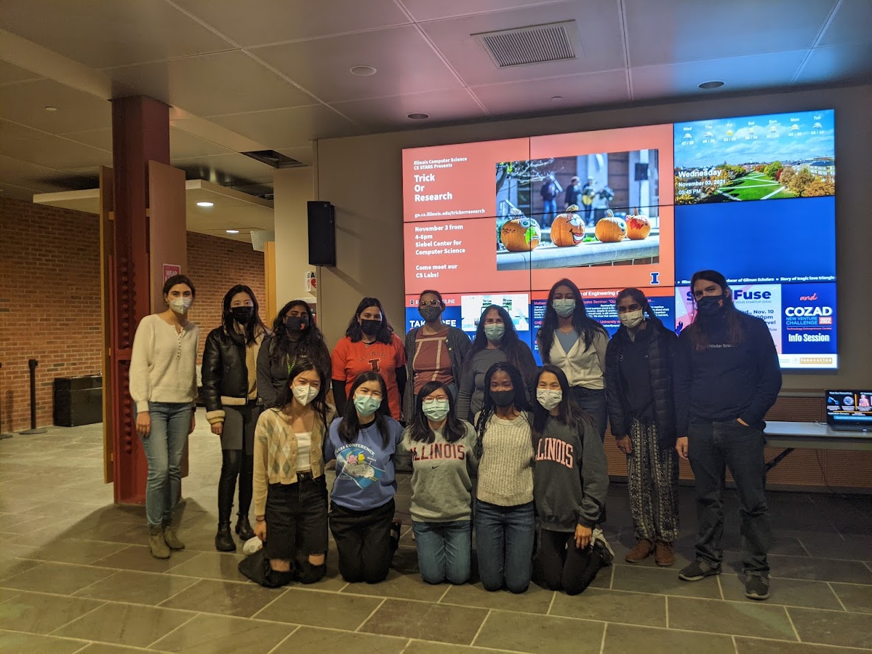 A group of people - including Department Head Nancy M. Amato, the BPC Fellows, and students from CS STARS - all guided the Trick or Research event to a successful conclusion in November.