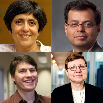 Collage featuring four faculty, including clockwise from top left Sarita Adve, Romit Roy Choudhury, Klara Nahrstedt, and Eric Shaffer.