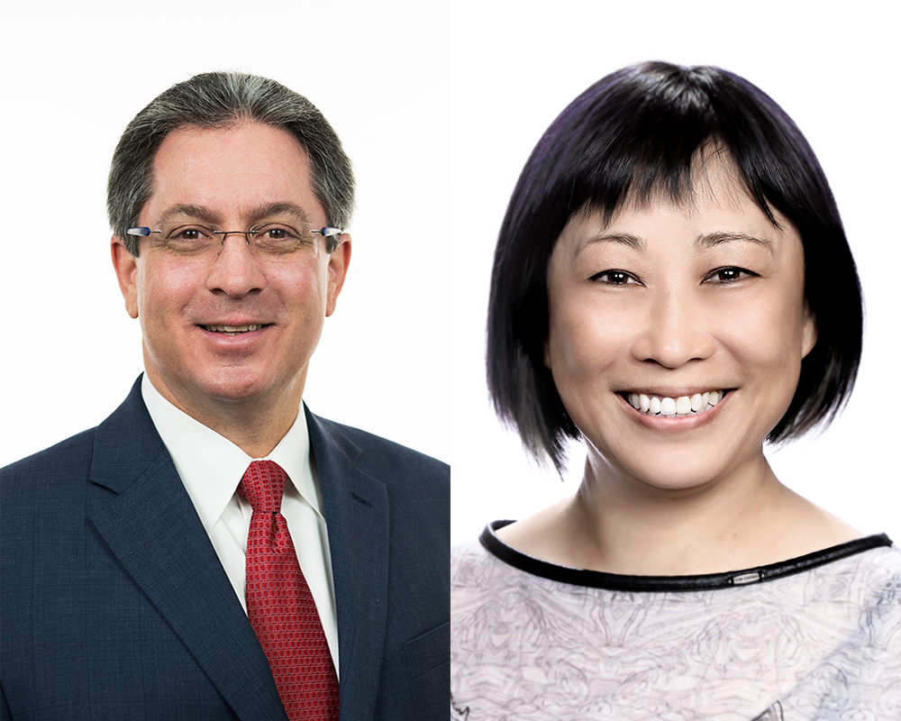 Headshots of Illinois CS alumni Steven Ashby, left, and Ping Fu, right.