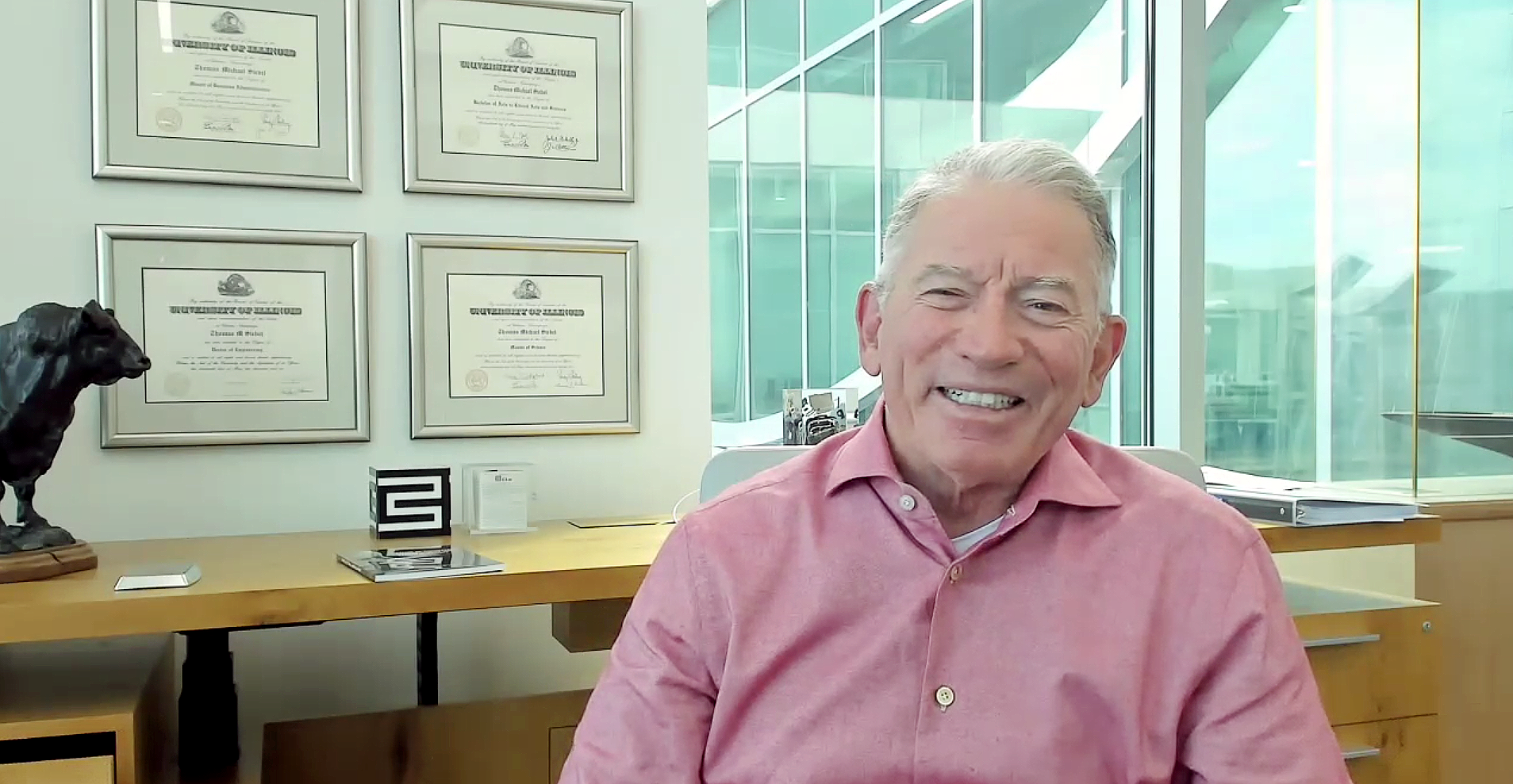 Screenshot of Thomas M. Siebel during an online video chat in 2024.