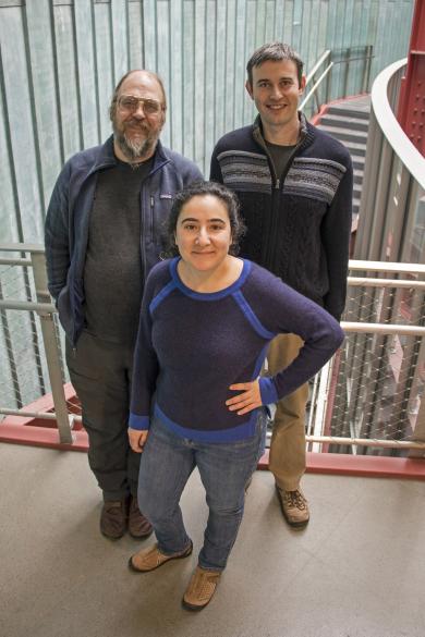 Professor David Forsyth (left) and Associate Professors Svetlana Lazebnik (front) and Derek Hoiem give Illinois Computer Science deep influence in the field of computer vision.